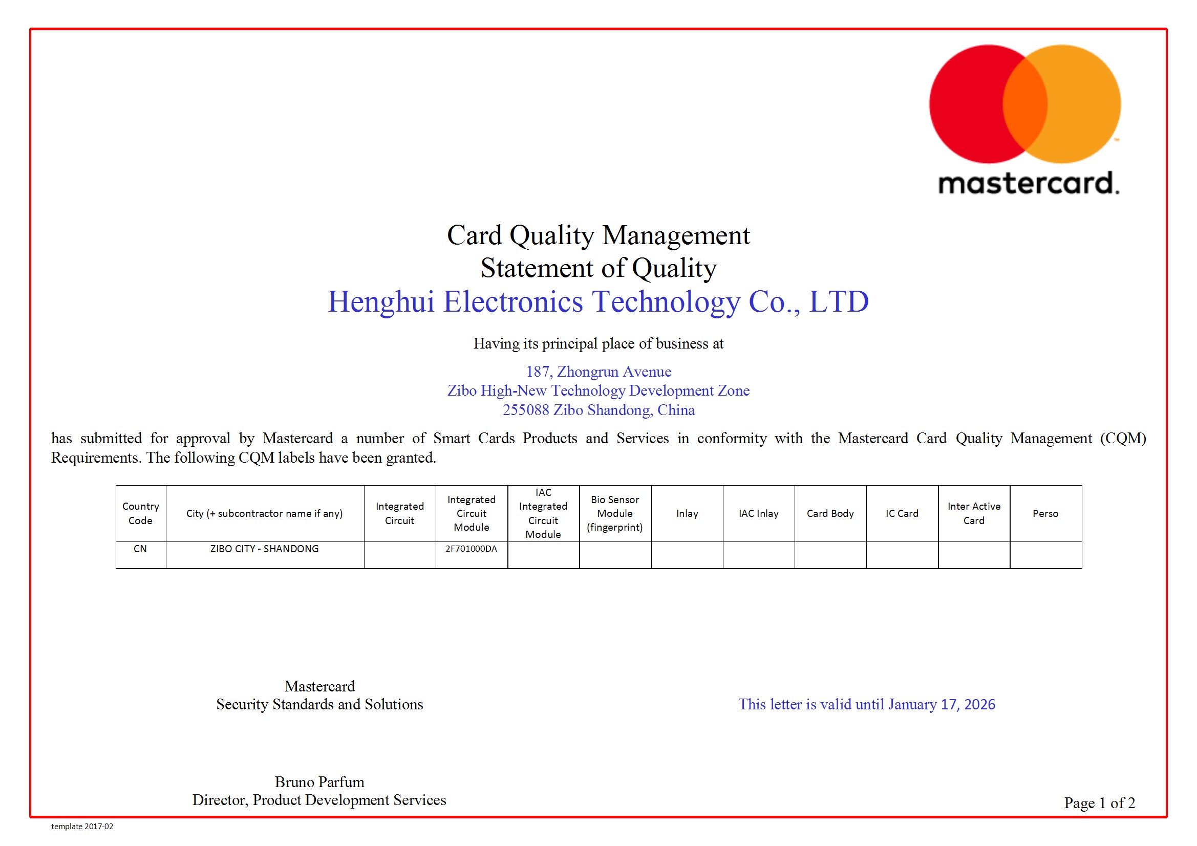 CQM Certificate